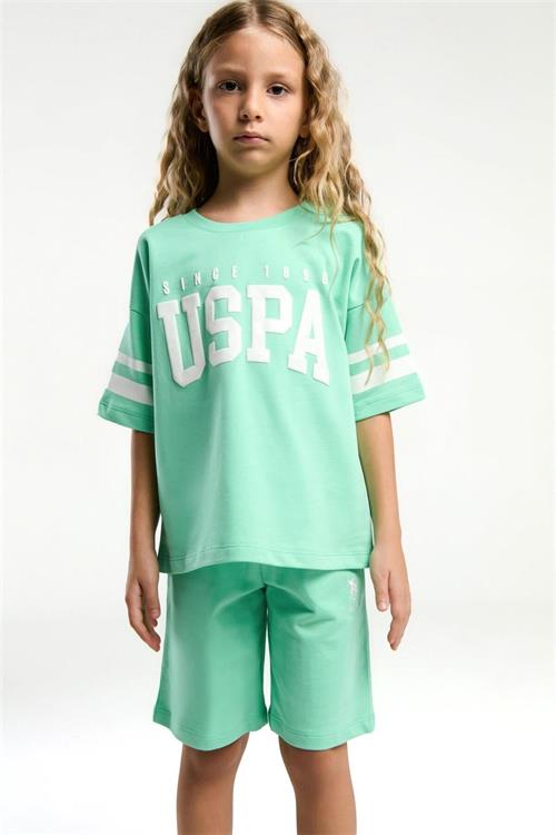 U.S. Polo Assn. Kız Çocuk Bermuda Tişört Şort Takım Bambu US2091-4