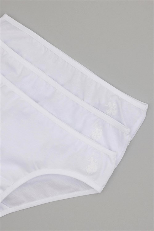 U.S. Polo Assn. Kız Çocuk 3lü Slip Külot Set Beyaz US1675