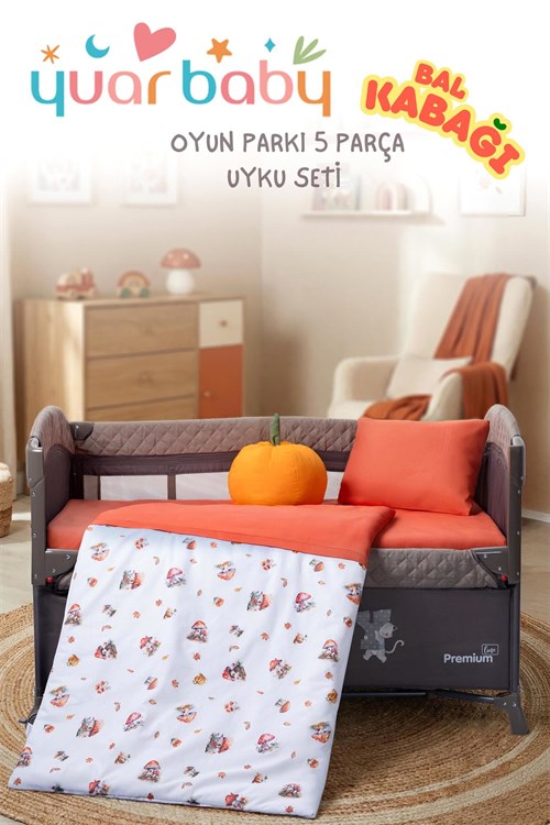 Yuar Baby Oyun Parkı 5 Parça Uyku Seti Bal Kabağı Turuncu