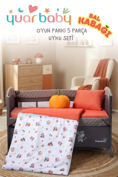 Yuar Baby Oyun Parkı 5 Parça Uyku Seti Bal Kabağı Turuncu