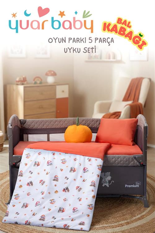 Yuar Baby Oyun Parkı 5 Parça Uyku Seti Bal Kabağı Turuncu