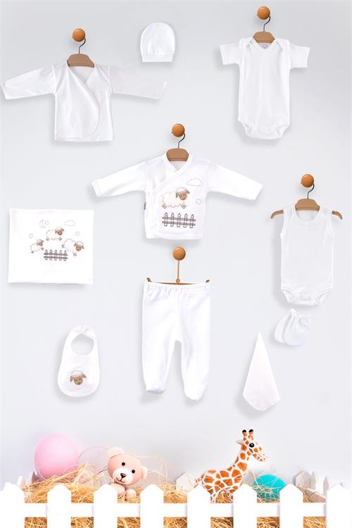 Zıpır Erkek Bebek Pamuklu 10lu Kuzu Hastane Çıkış Seti Mavi 580