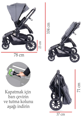 Prego Maybach Bebek Arabasını Katlama Yöntemini Gösteren Görsel