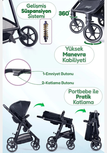 Prego Stein Bebek Arabasını Katlama Yöntemini Gösteren Görsel