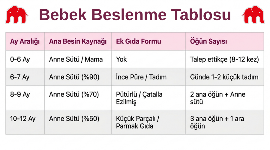 Bebek Beslenme Tablosu: İlk 12 Ayda Sağlıklı ve Mutlu Öğünler