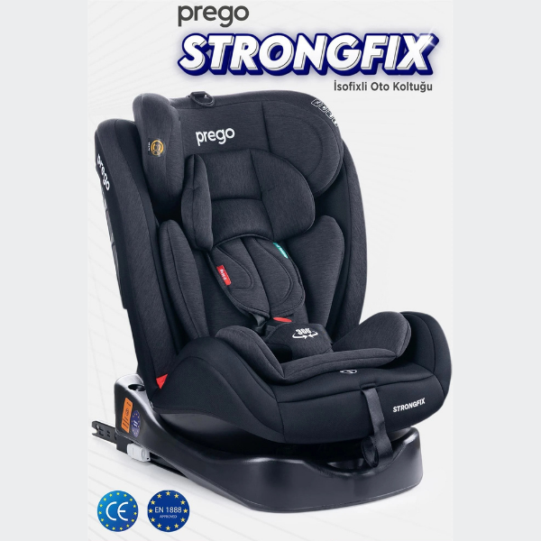 Prego Strongfix 360 Derece Dönebilen 0-36 Kg İsofixli Oto Koltuğu Füme