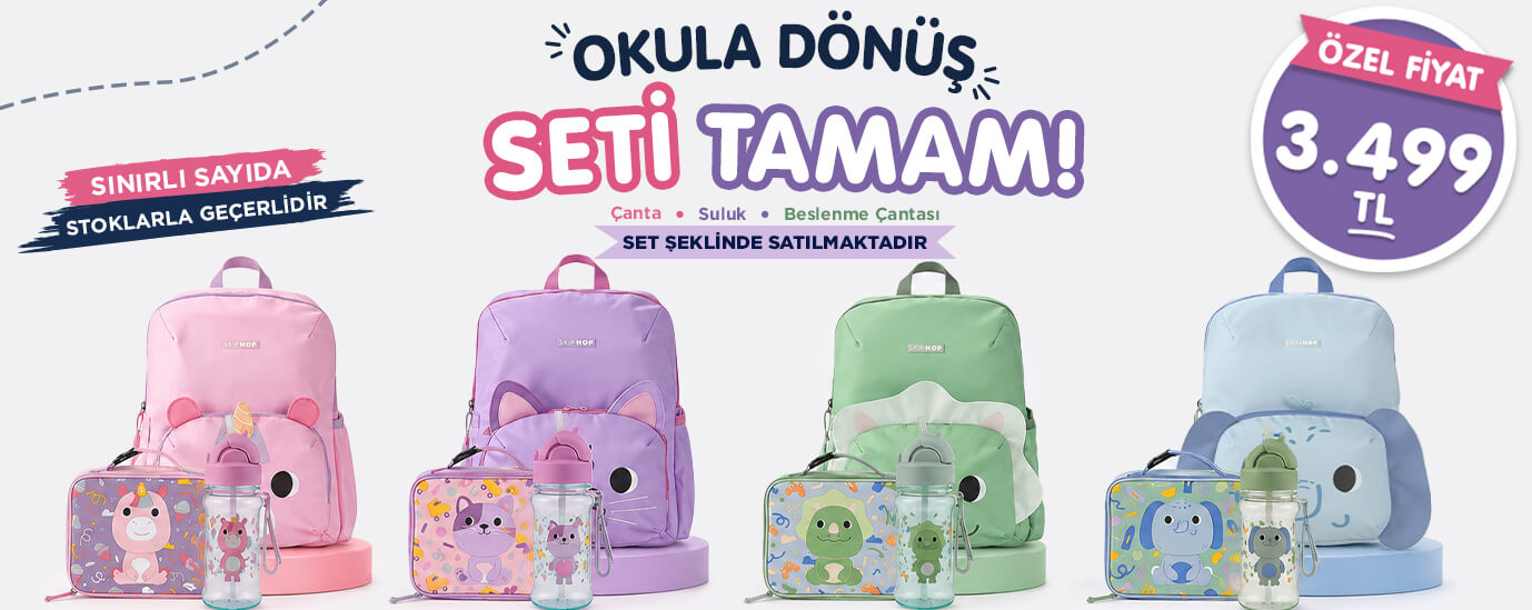 Skip hop besties okula dönüş seti 3.499 TL fiyatı ile tanıtılan duyuru görseli