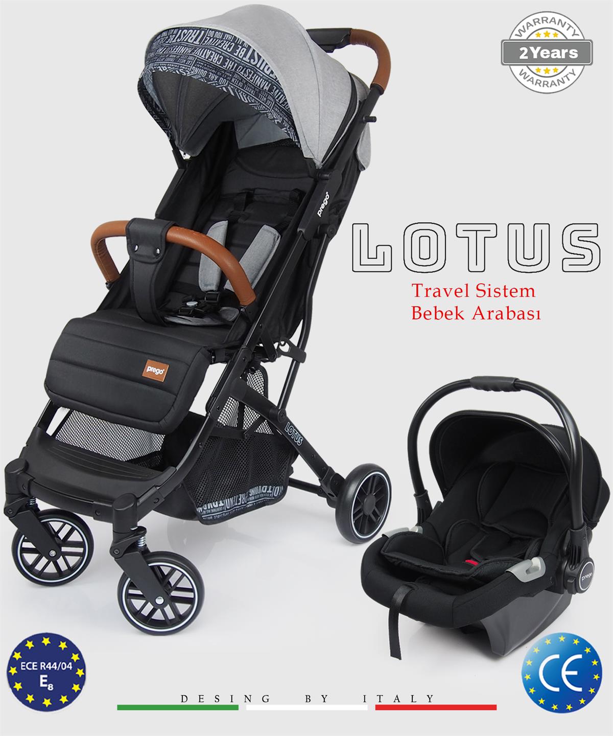 Prego Lotus Katlanabilir Kabin Boy Travel Bebek Arabası Gri 2033 - Minimoda