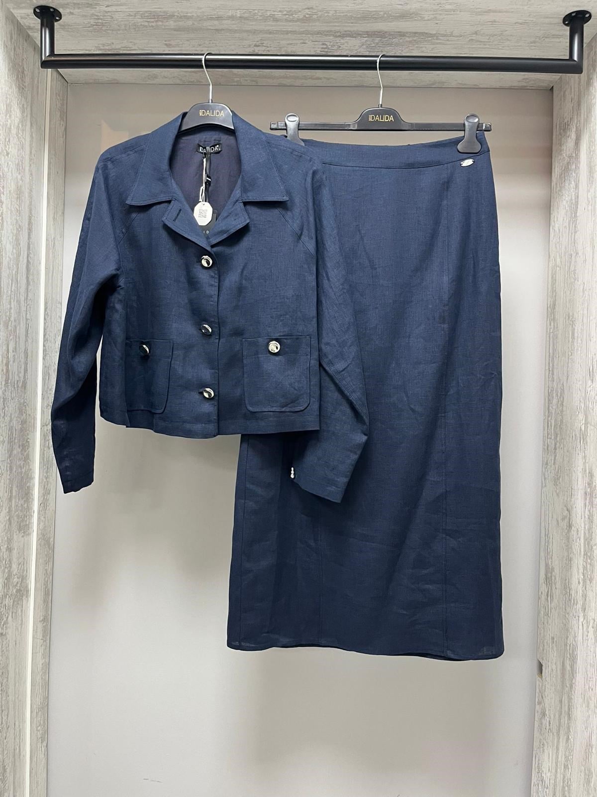 MİSSDALİDA 2262255 DARK NAVY KETEN KALEM ETEK