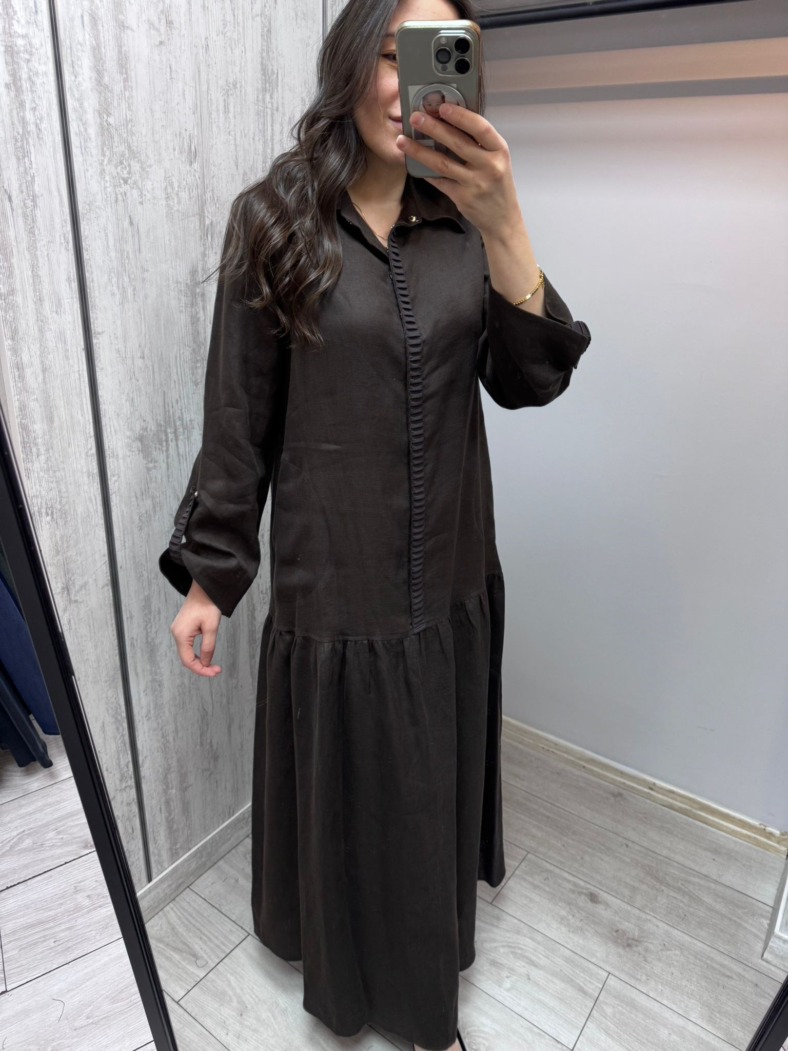MİSSDALİDA 2264255 CACAO KETEN ELBİSE