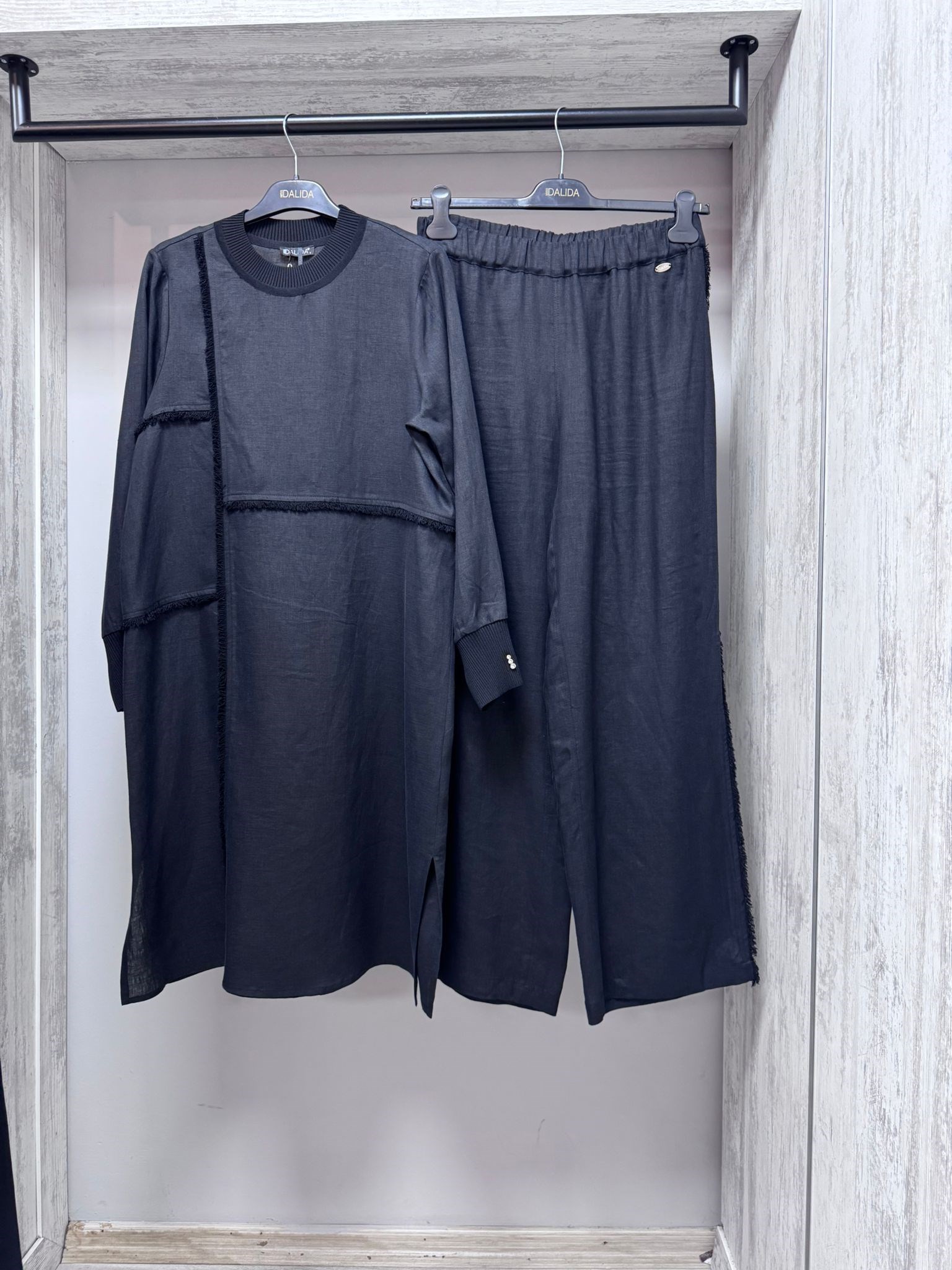 MİSSDALİDA 2266254 BLACK KETEN TUNİK