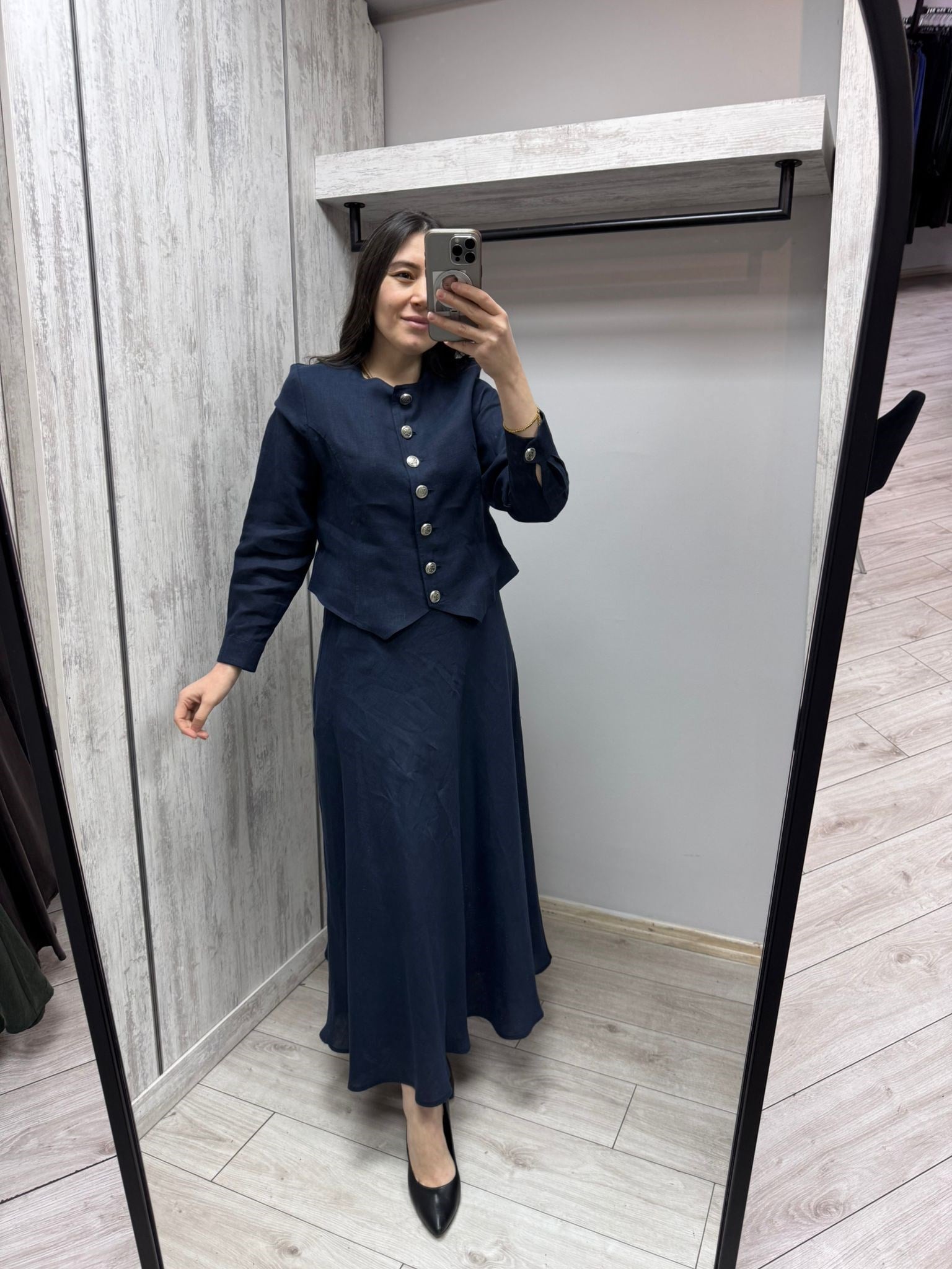 MİSSDALİDA 2268255 DARK NAVY KETEN CEKET