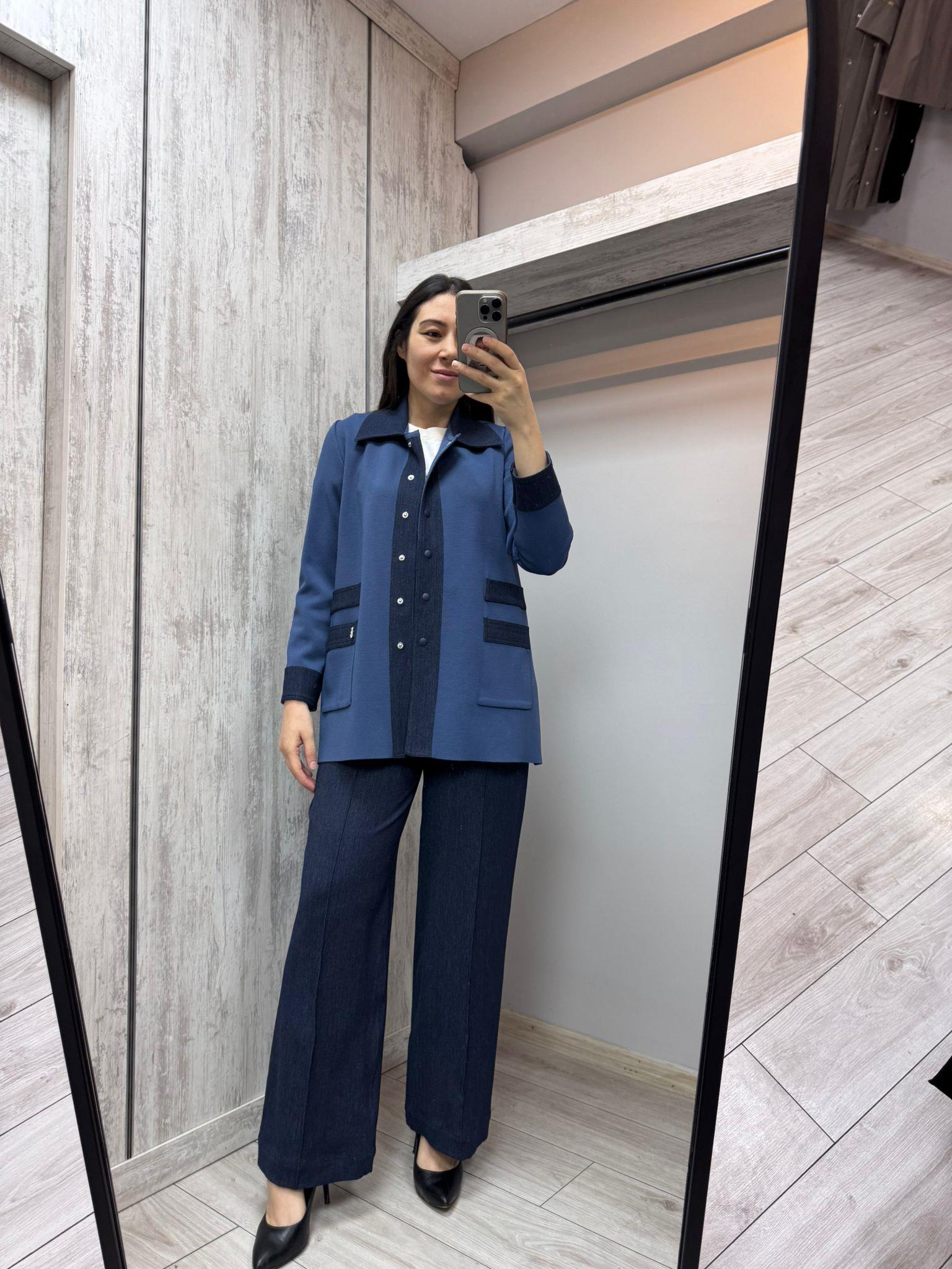 Missdalida 25PF-8205 İndigo Denim Merserize Ceket
