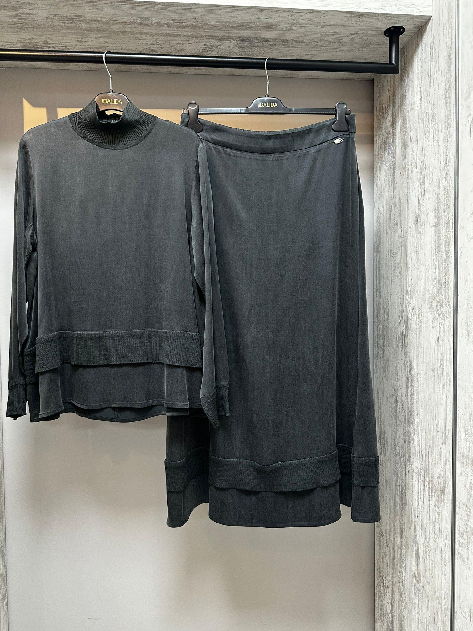 Missdalida 26K-2000 Dark Grey İpek Etek