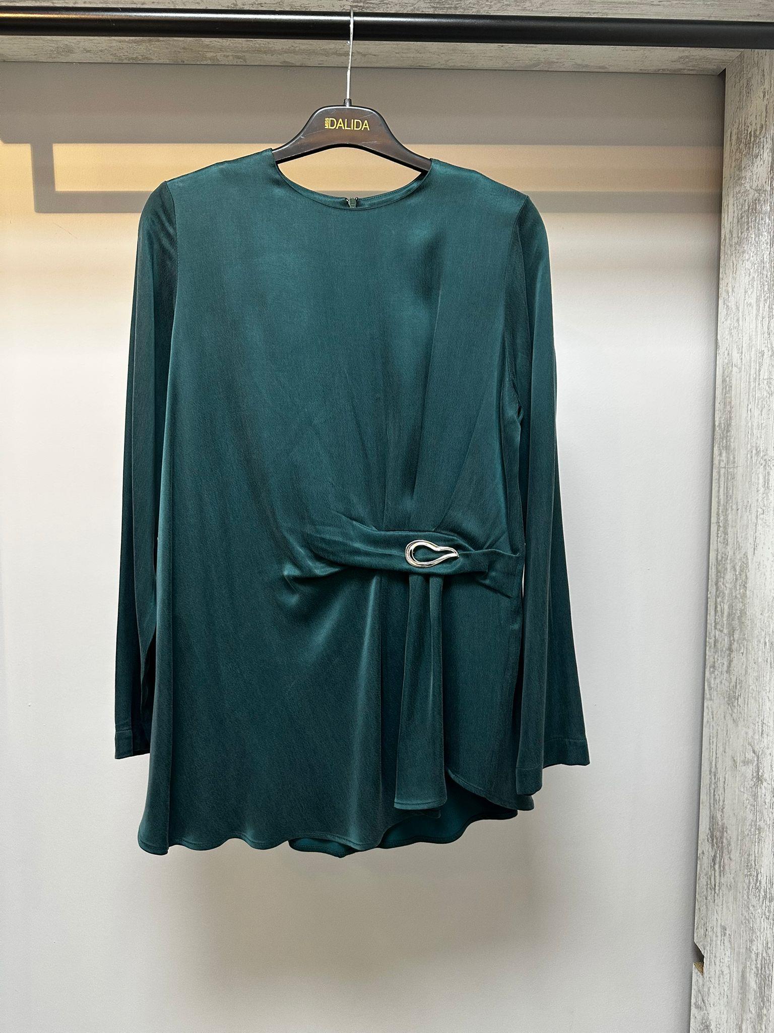 Missdalida 26K-6004 Petrol İpek Bluz
