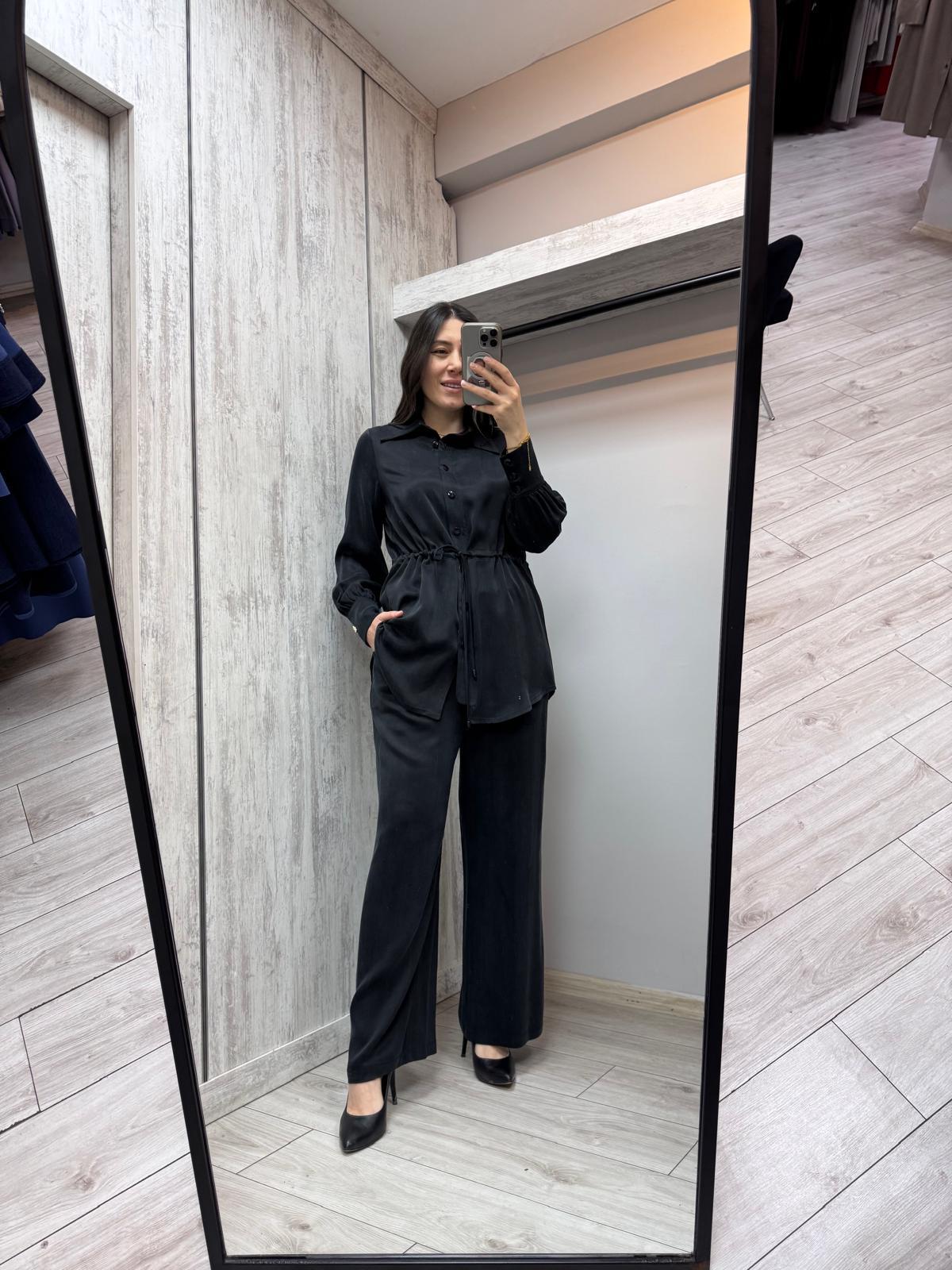 Missdalida 26K-7002 Black İpek Pantolon