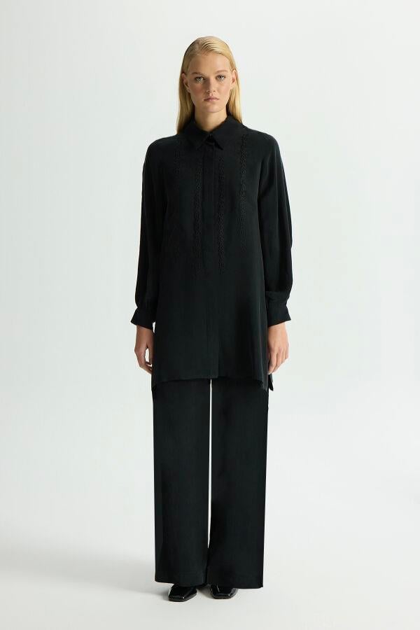 Missdalida 26Y- 7009 BLACK YANLARI NAKIŞLI BOL PAÇA CUPRO PANTOLON