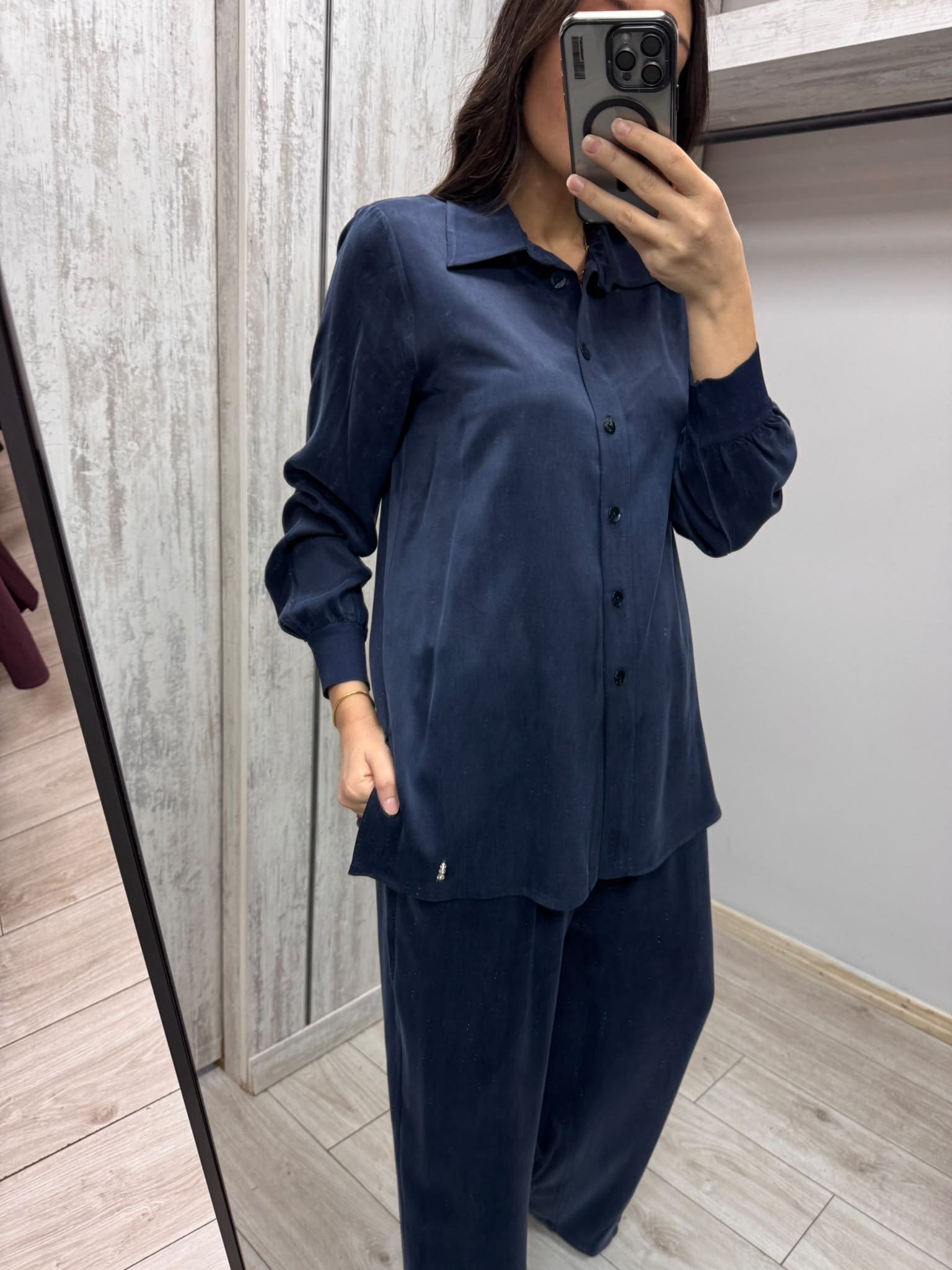 MİSSDALİDA 3263802 NAVY İPEK GÖMLEK