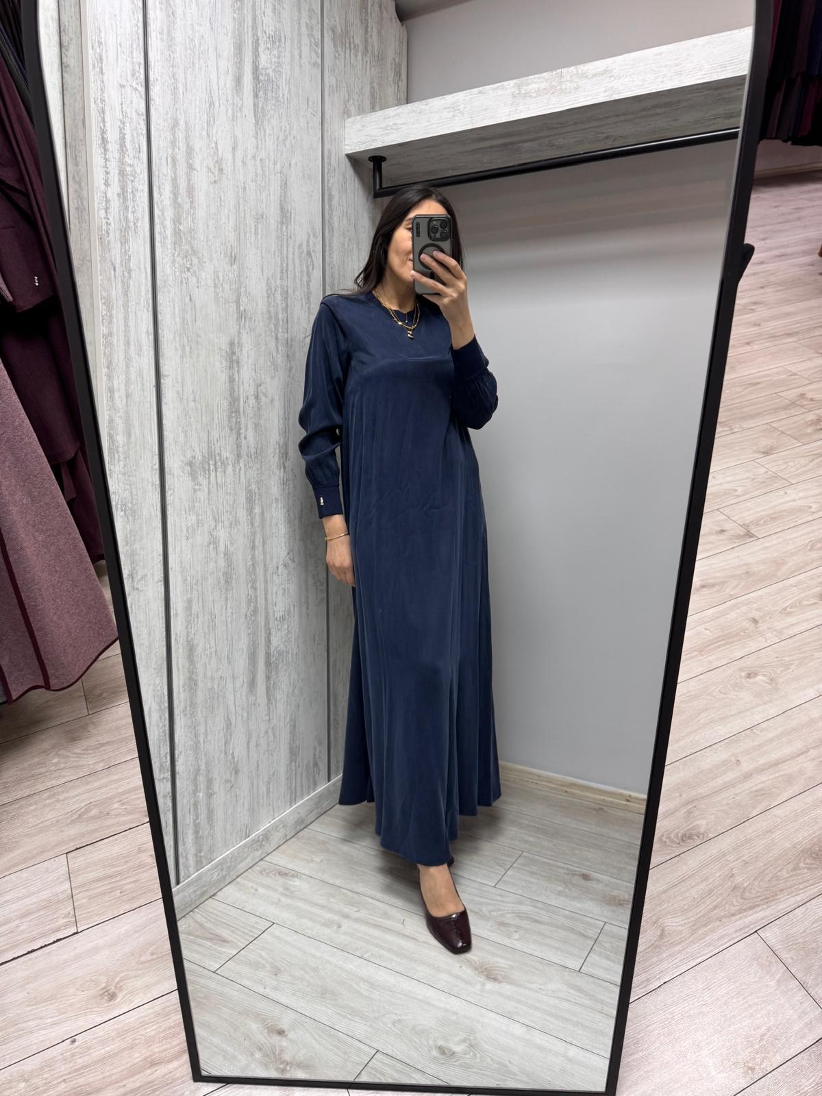 MİSSDALİDA 3264803 NAVY İPEK ELBİSE