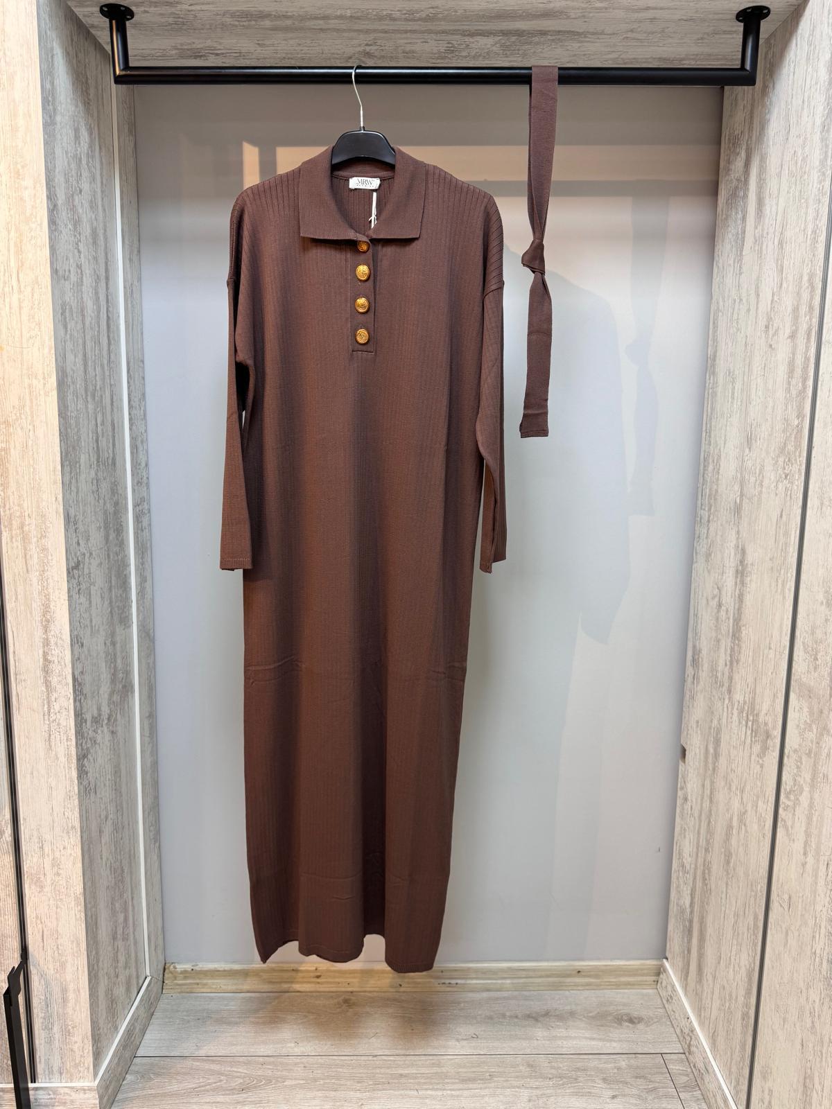 Merwish 1121 Cacao Triko Elbise