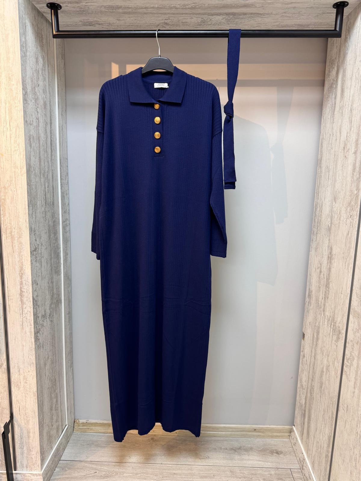 Merwish 1121 Lacivert Triko Elbise