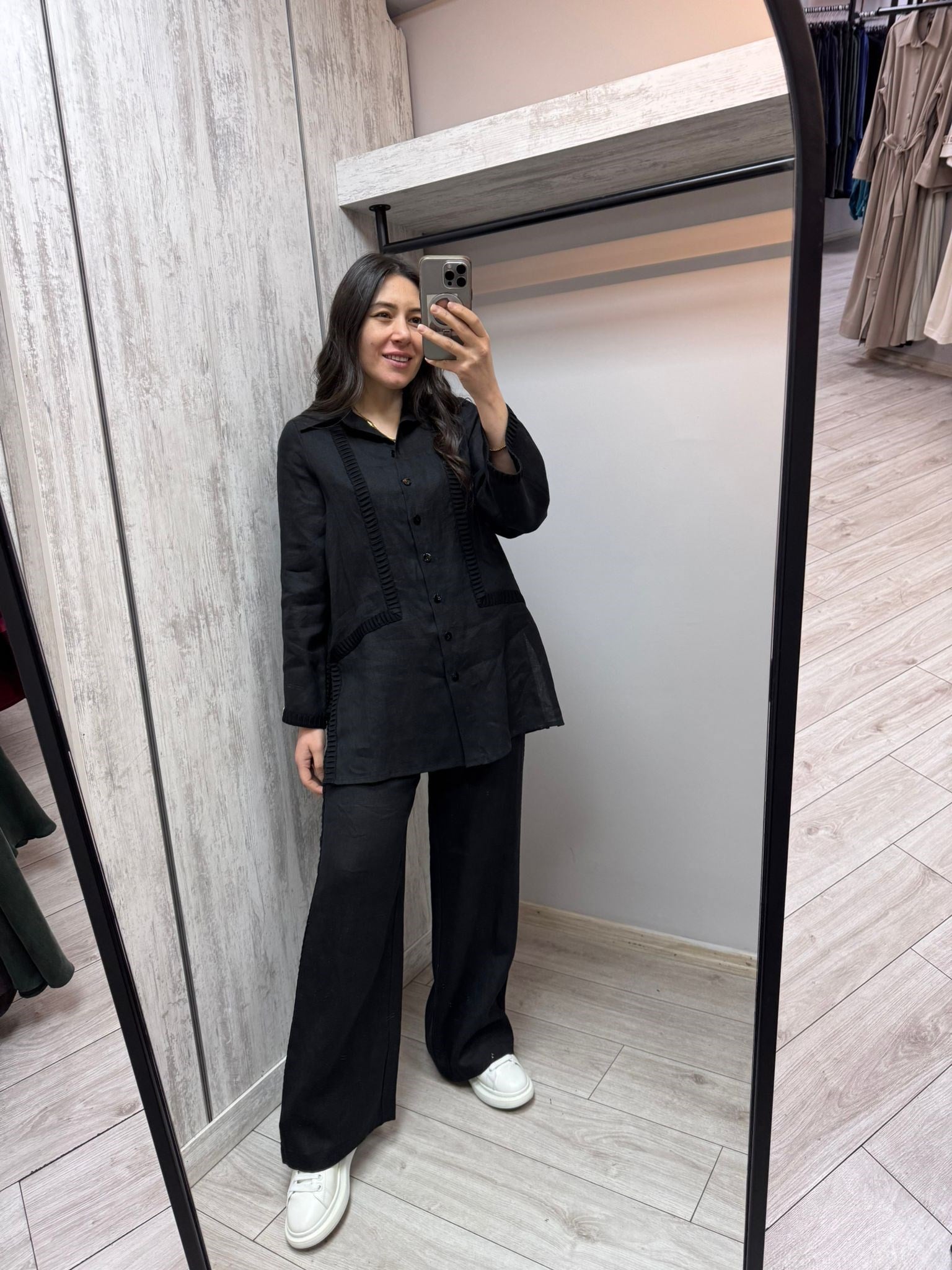MİSSDALİDA 2263253 BLACK KETEN GÖMLEK