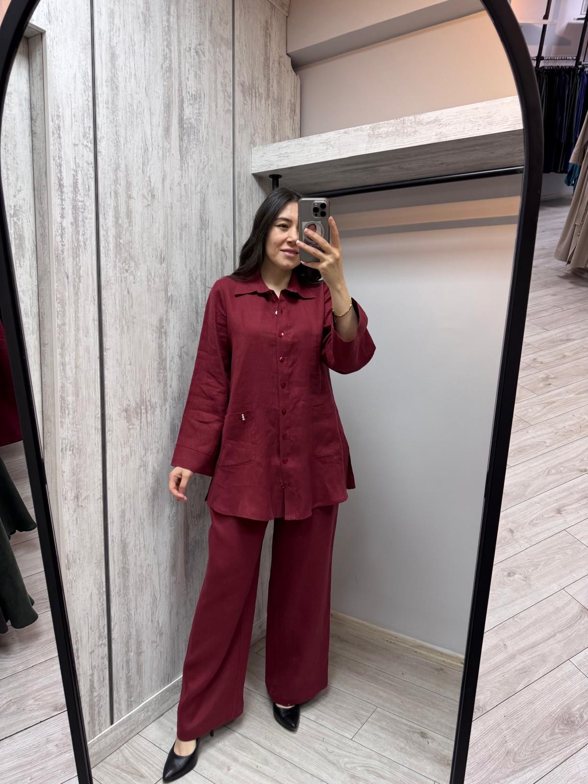 MİSSDALİDA 2263256 CHERRY KETEN GÖMLEK