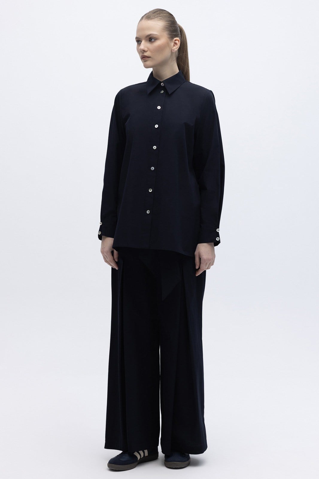 MİSSDALİDA 2263702 DARK NAVY COTON GÖMLEK