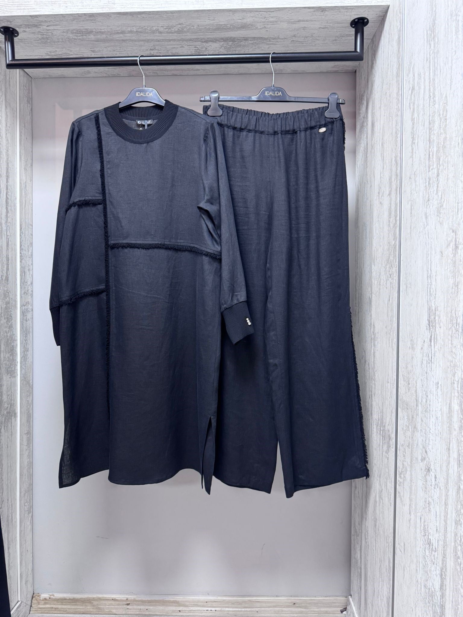 MİSSDALİDA 2266254 BLACK KETEN TUNİK