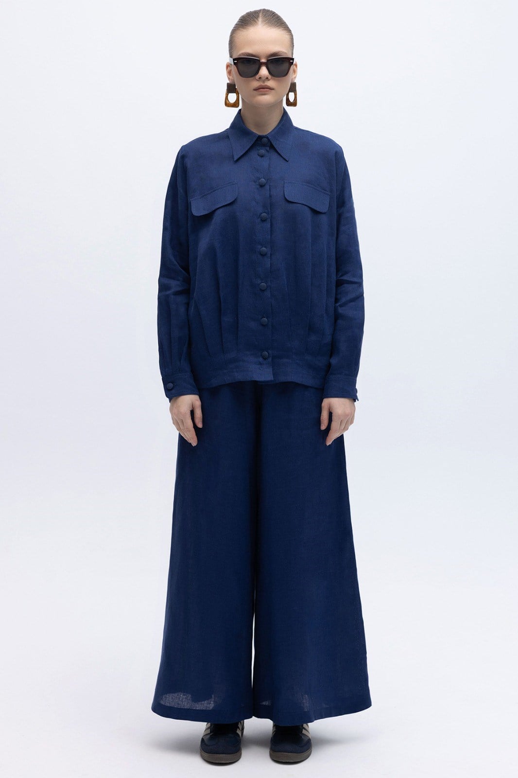 MİSSDALİDA 2267256 NAVY KETEN ETEK PANTOLON