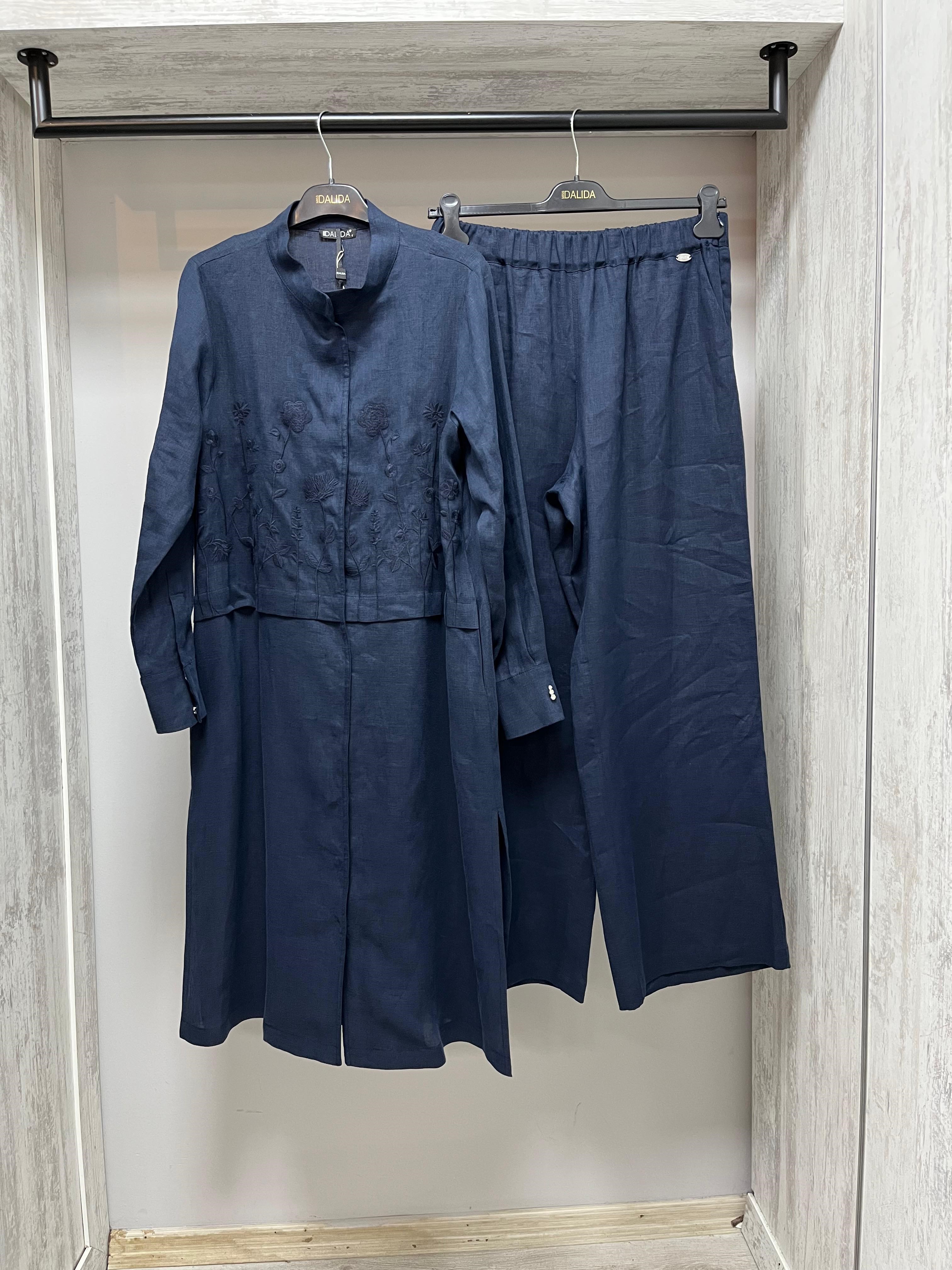 MİSSDALİDA 2268283 DARK NAVY KETEN GÖMLEK