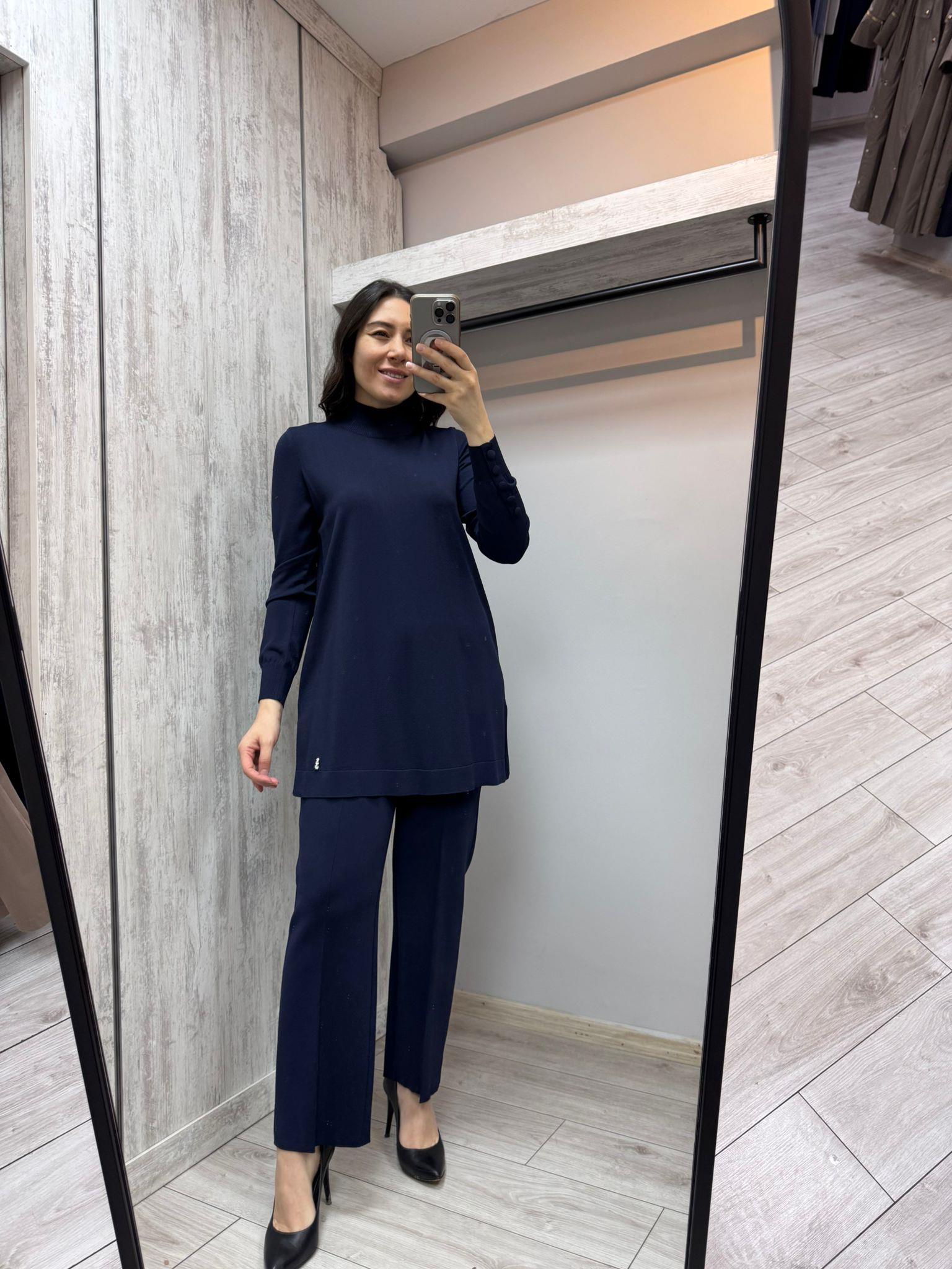 Missdalida 25PF-6001 Navy Blue Merserize Tunik