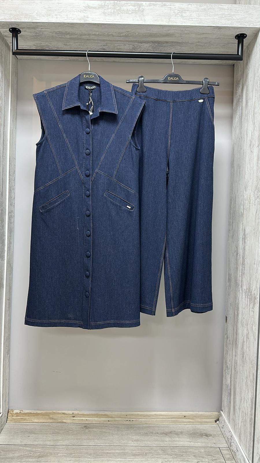 Missdalida 26Y- 1000 NAVY BLUE GÖMLEK YAKA DENİM YELEK