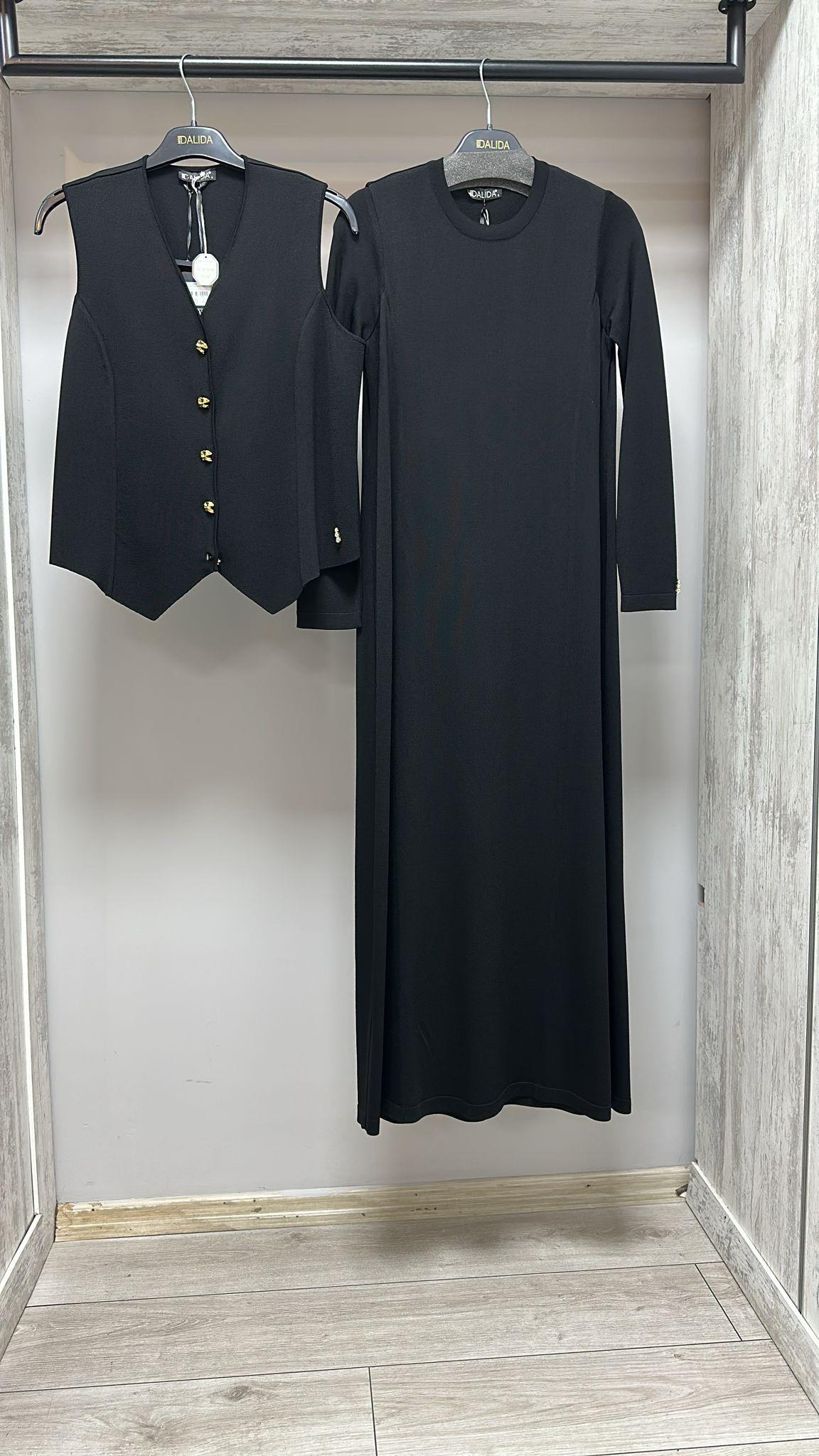 Missdalida 26Y- 4034 BLACK DÜZ RENK RAHAT KALIP ELBİSE 