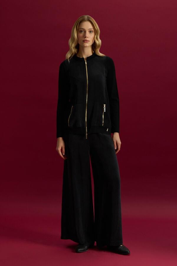 Missdalida 26Y- BLACK CUPRO CEPLİ PANTOLON ETEK