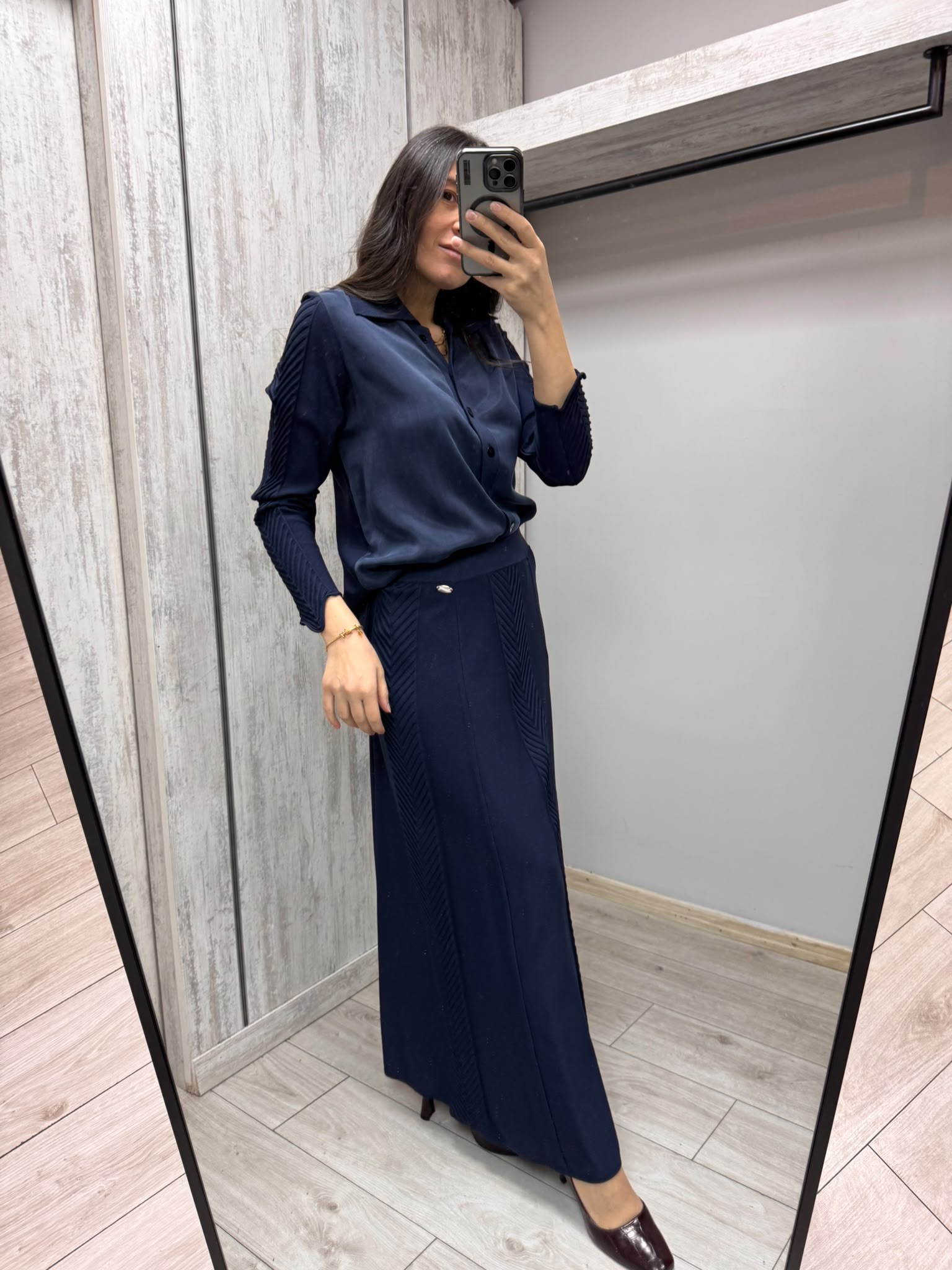 MİSSDALİDA 3263801 NAVY İPEK GÖMLEK