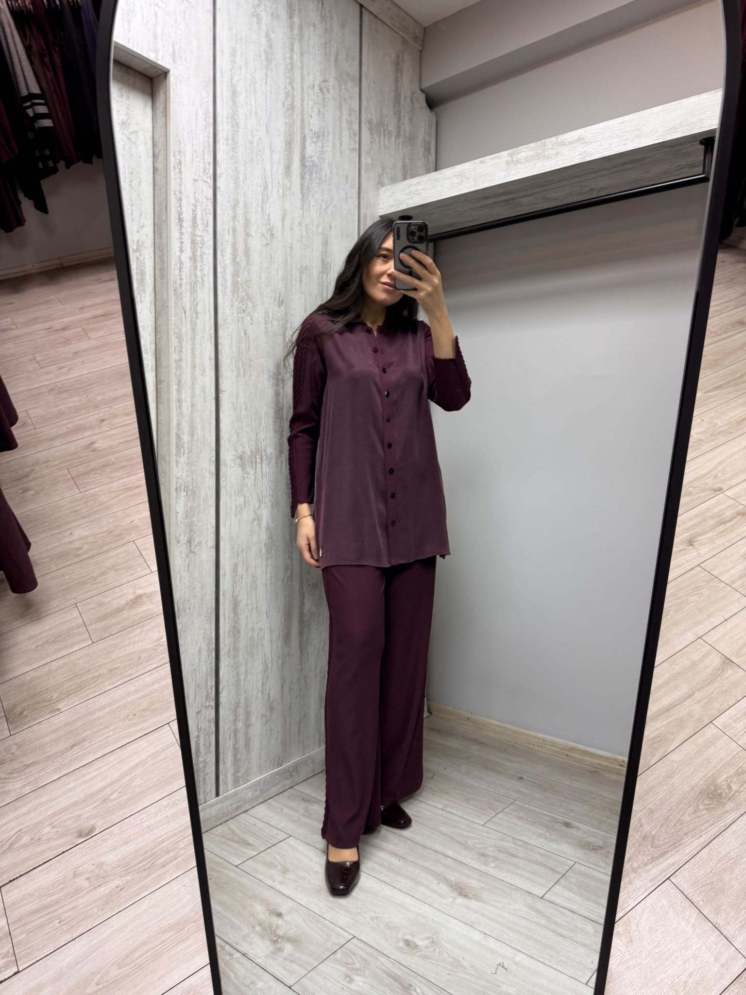 MİSSDALİDA 3263801 OUBERGİNE İPEK GÖMLEK