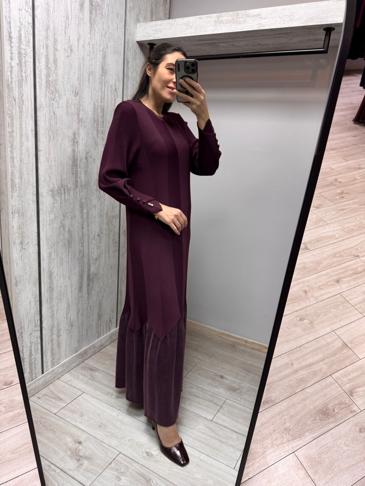 MİSSDALİDA 3264005 OUBERGİNE MERSERİZE ELBİSE