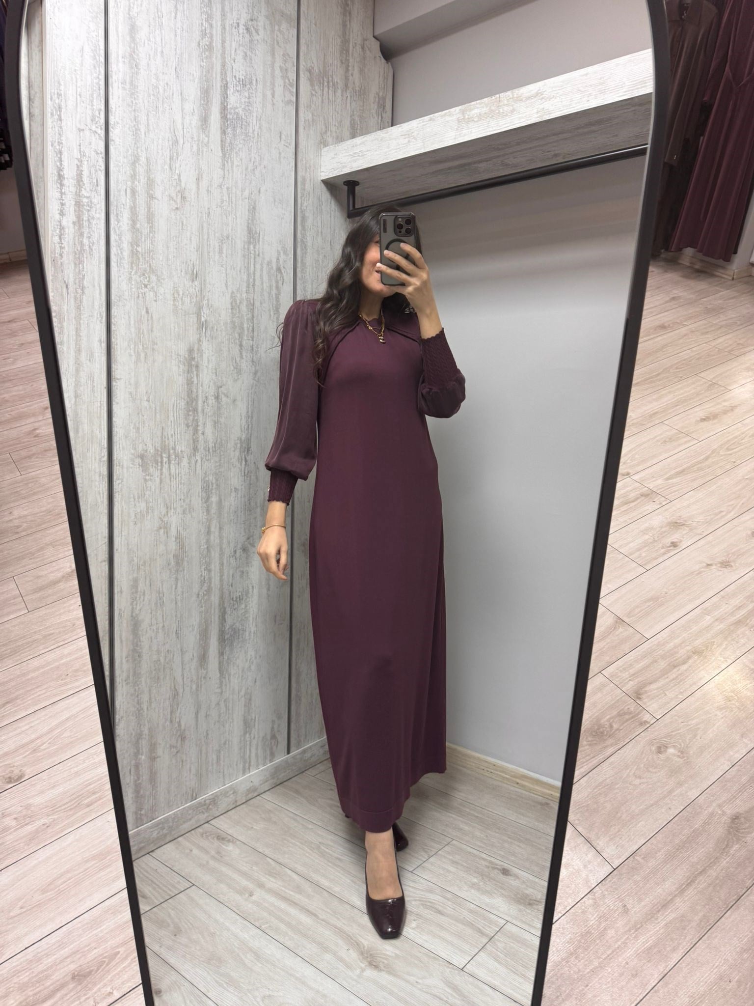 MİSSDALİDA 3264009 OUBERGİNE MERSERİZE ELBİSE