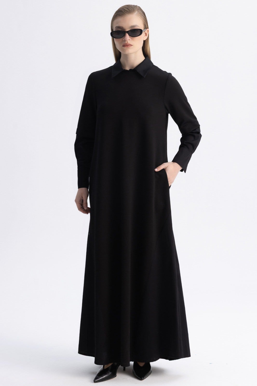 MİSSDALİDA 3264302 BLACK MODAL KUMAŞ ELBİSE