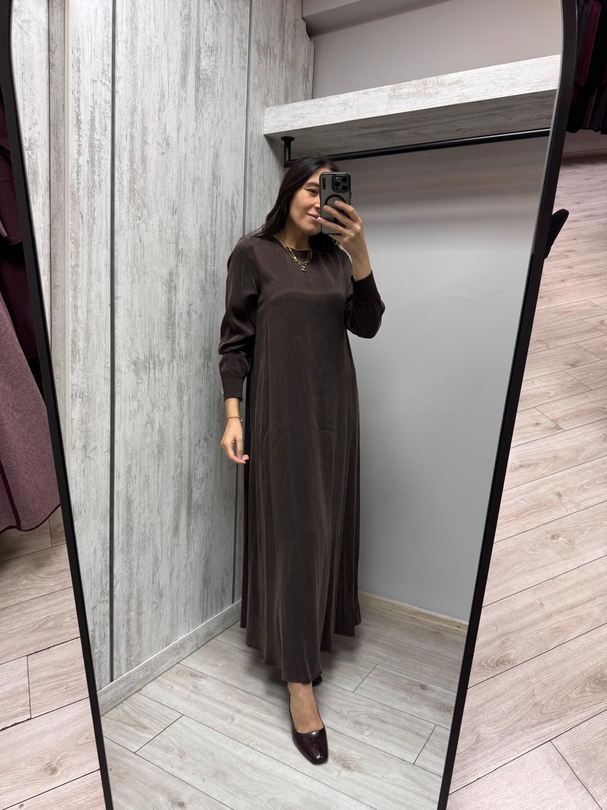 MİSSDALİDA 3264803 CACAO İPEK ELBİSE