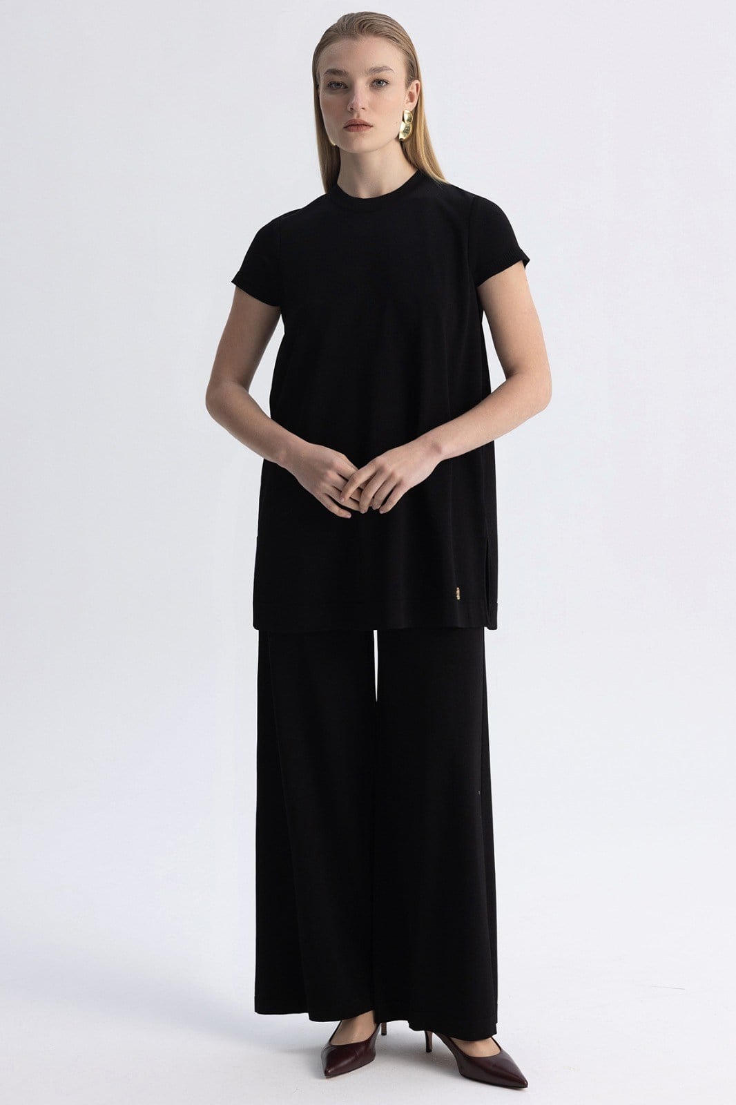 MİSSDALİDA 3266000 BLACK KISA KOL MERSERİZE TUNİK