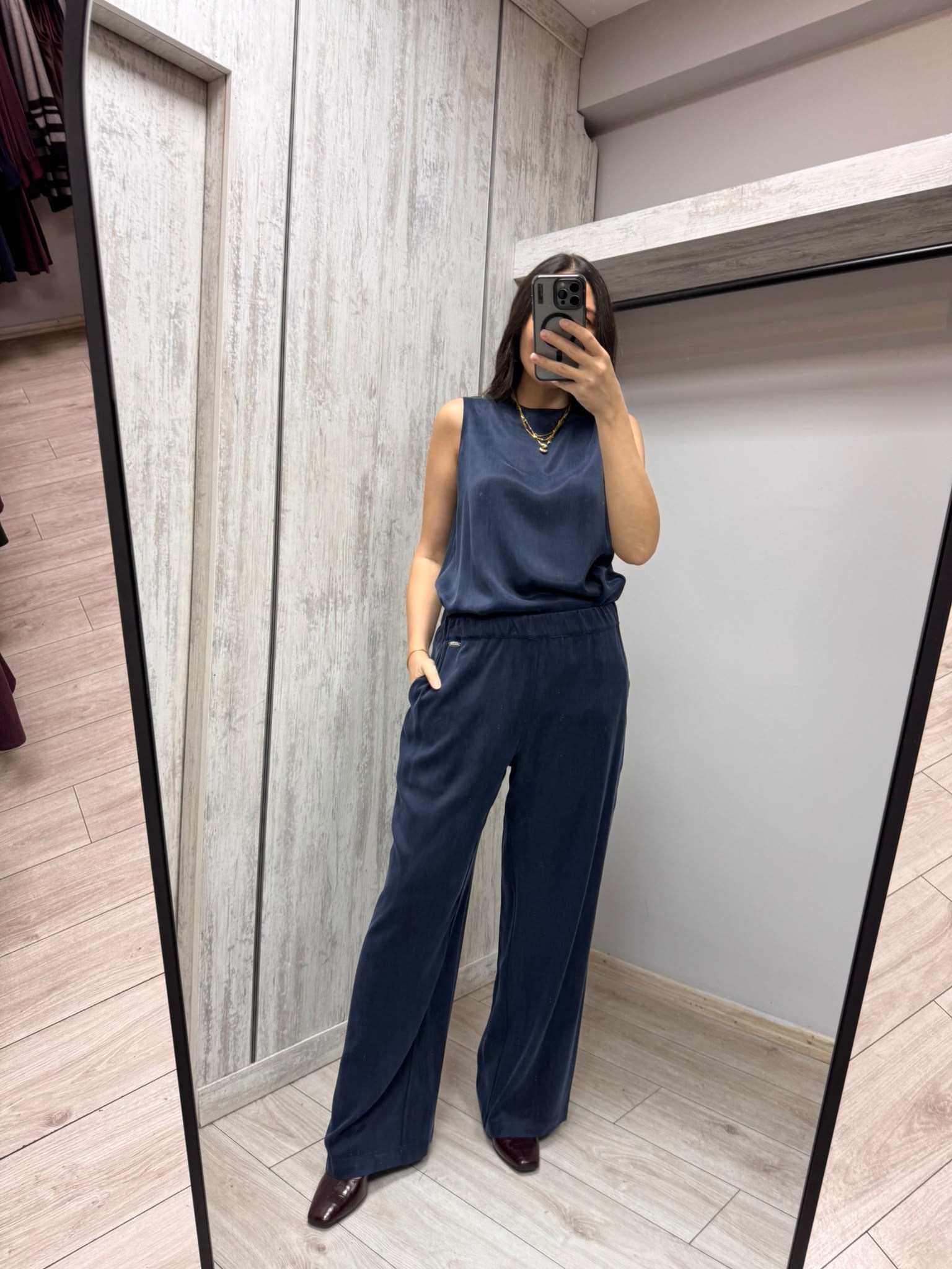 MİSSDALİDA 3266802 NAVY İPEK KOLSUZ TUNİK
