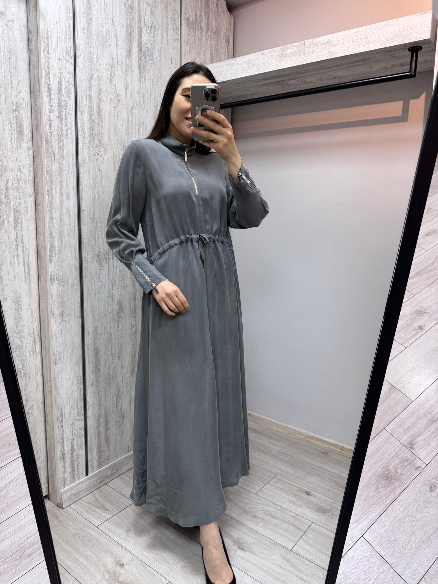 Missdalida 4011 Antrasit İpek Elbise