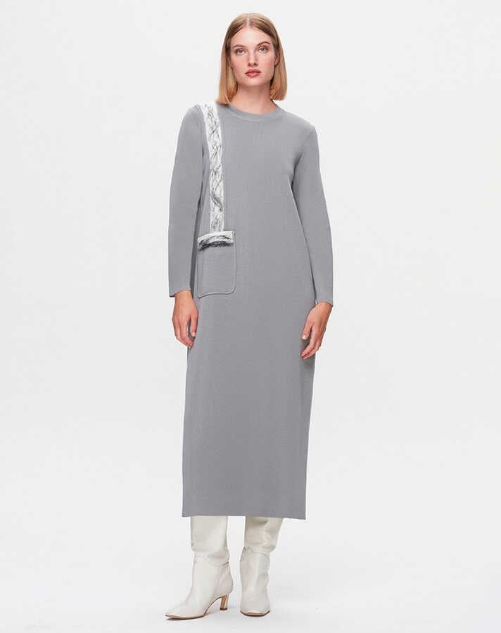 Missdalida 4011 Grey Triko Elbise