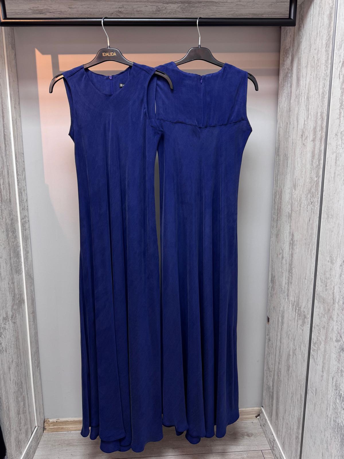 Missdalida 4034 Navy Blue Kolsuz İpek Elbise