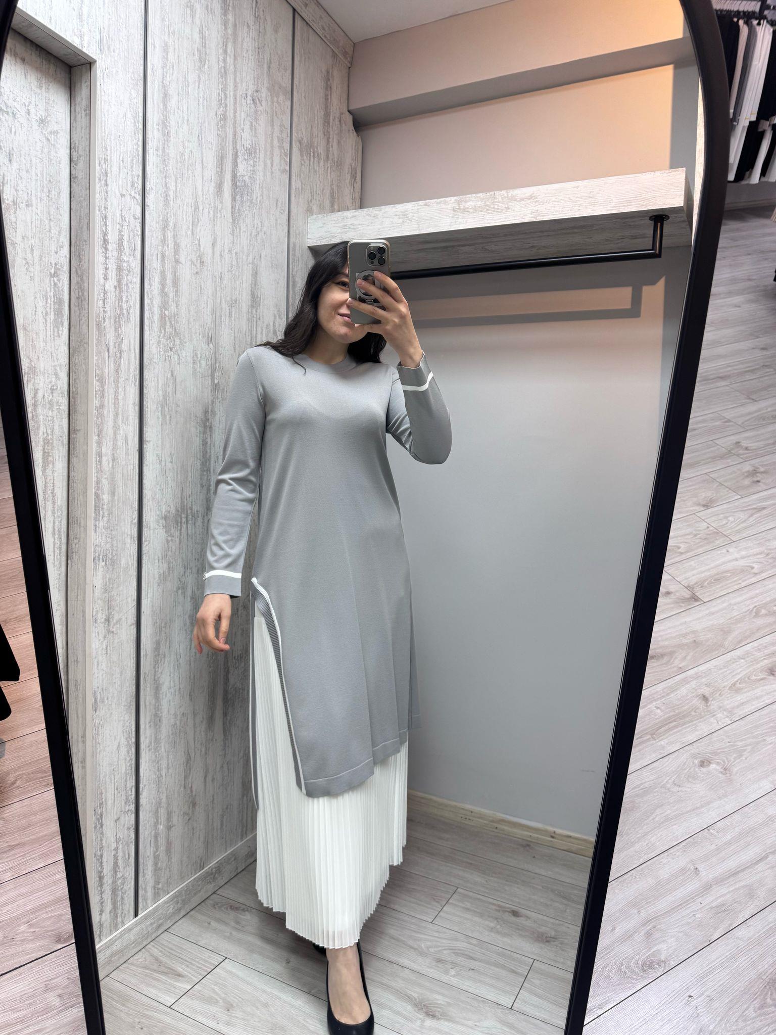 Missdalida 6015 Grey Merserize Tunik