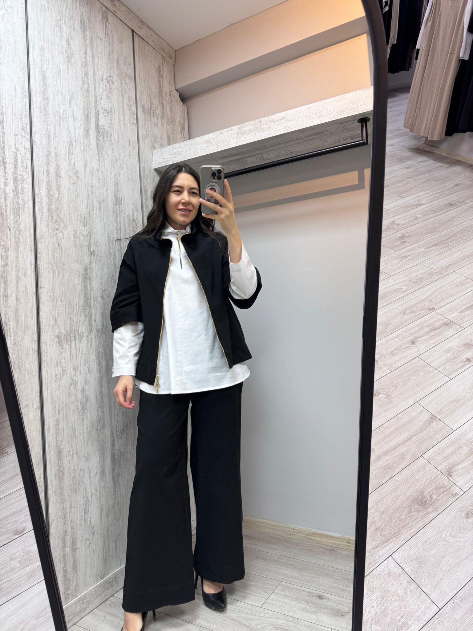 Missdalida 7007 Black Bol Paça Kumaş Pantolon