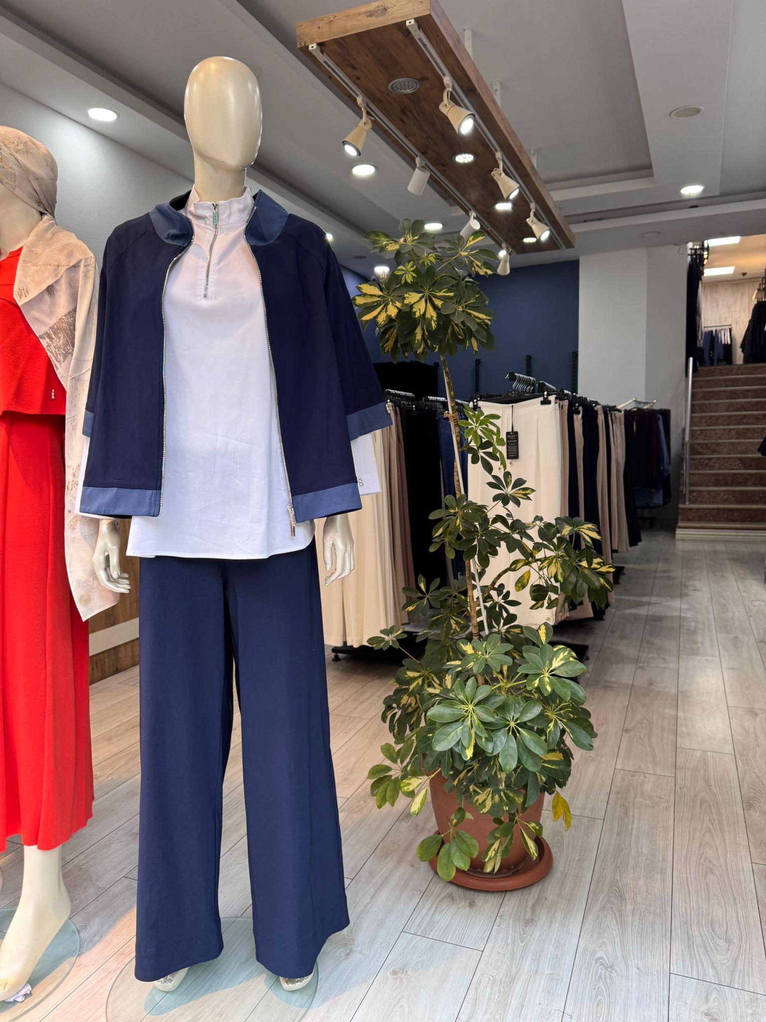 Missdalida 7007 Lacivert Bol Paça Kumaş Pantolon