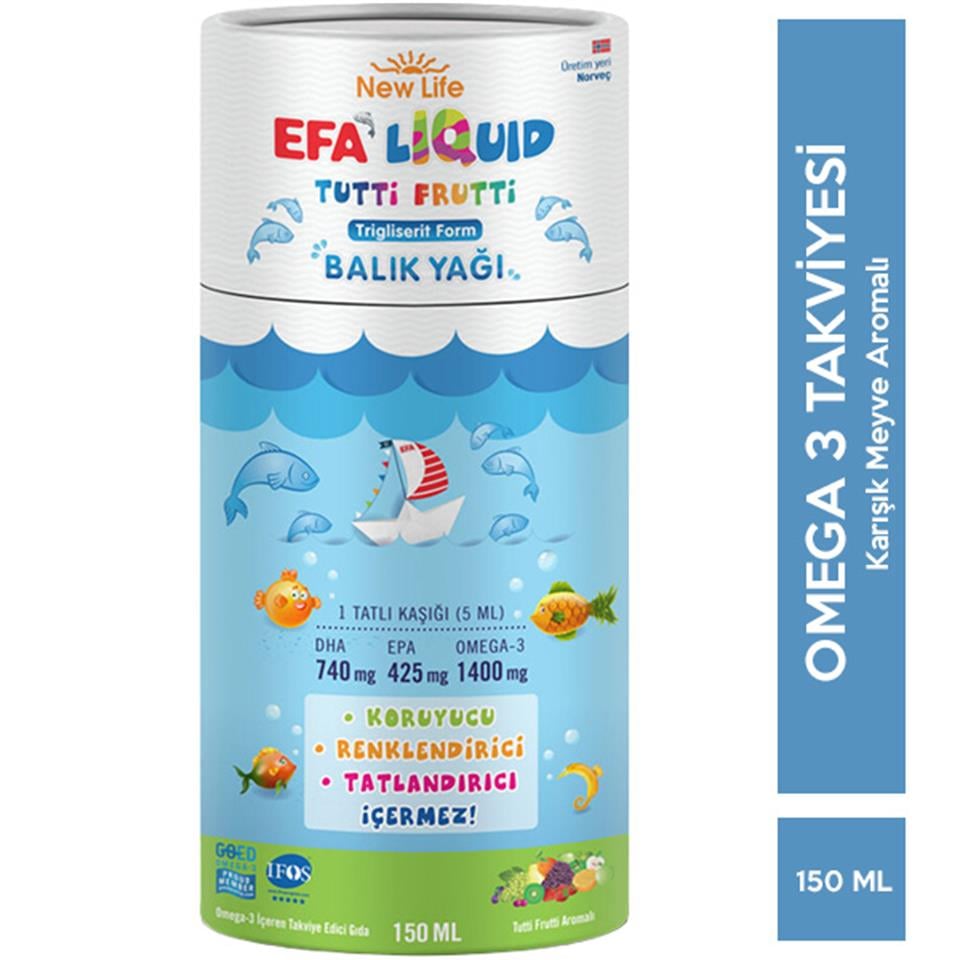 New Life Efa Liquid Balık Yağı Sıvı 150 ML Tutti Frutti